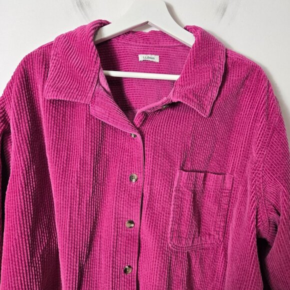 L.L. Bean Women's Size 3X Comfort Corduroy Button-Up Shirt Jacket Fuchsia - Picture 2 of 5